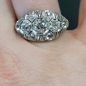 Elegant Art Deco Diamond Platinum  Women's Ring